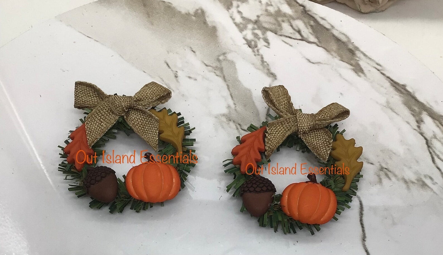 Artisan Made 1 Pc. Dollhouse Miniature Fall Wreath | Miniature Doll Thanksgiving Wreath 1:12 Scale