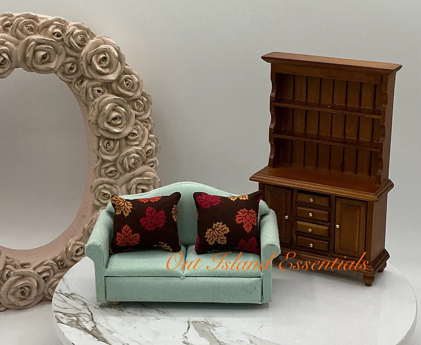 Artisan Made 2 Pc. Dollhouse Miniature Fall Leaves Pillows | 1:12 Scale Pillows | Miniature Thanksgiving Pillows