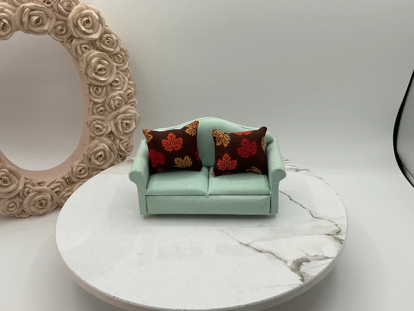 Artisan Made 2 Pc. Dollhouse Miniature Fall Leaves Pillows | 1:12 Scale Pillows | Miniature Thanksgiving Pillows