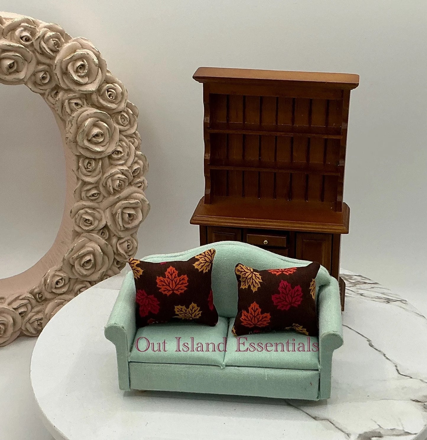 Artisan Made 2 Pc. Dollhouse Miniature Fall Leaves Pillows | 1:12 Scale Pillows | Miniature Thanksgiving Pillows