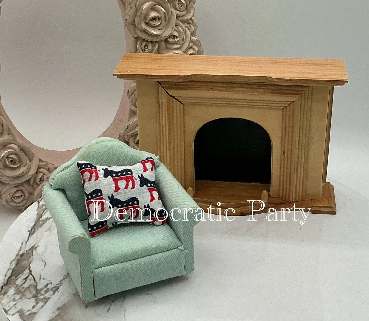 Artisan Made The Political Dollhouse | Democrat Or Republican Miniature Pillows | Family Feud Take A Side Pillows | Funny Dollhouse Politics