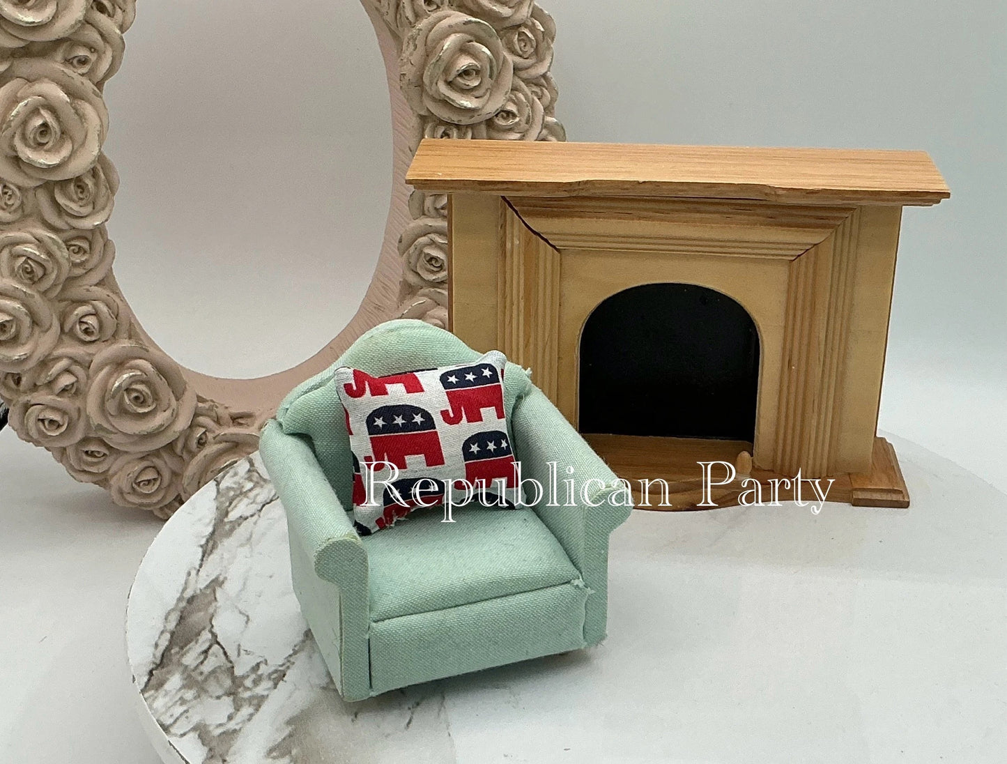 Artisan Made The Political Dollhouse | Democrat Or Republican Miniature Pillows | Family Feud Take A Side Pillows | Funny Dollhouse Politics