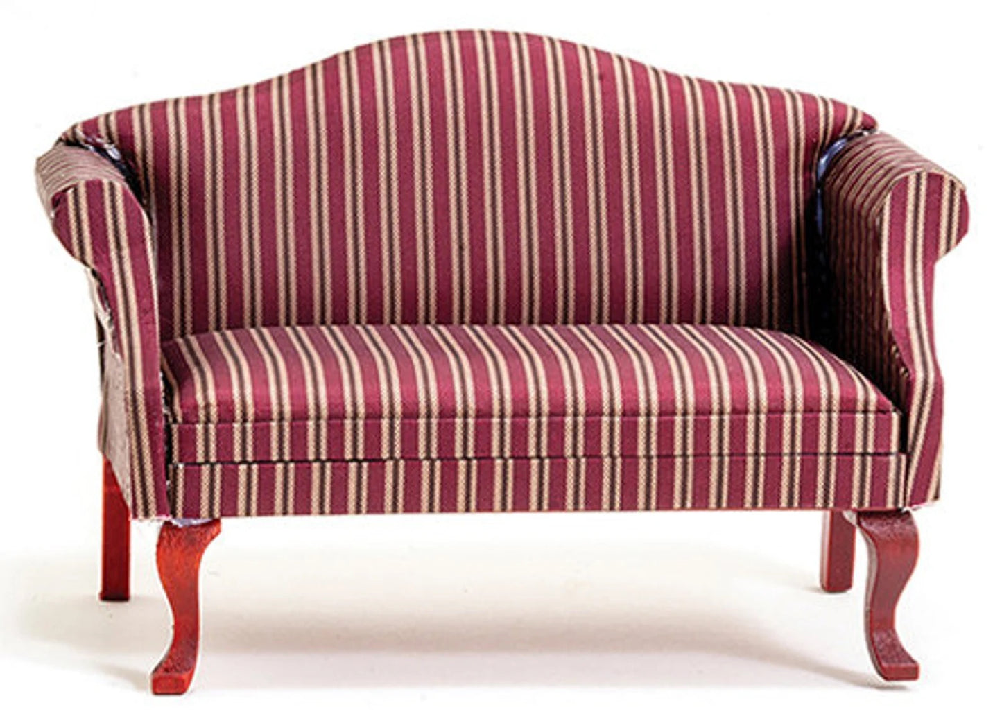 Dollhouse Miniature Mahogany Living Room Sofa OR Arm Chair | Miniature 1:12 Scale Furniture | Dollhouse Accessories | Miniature Fabric Sofa