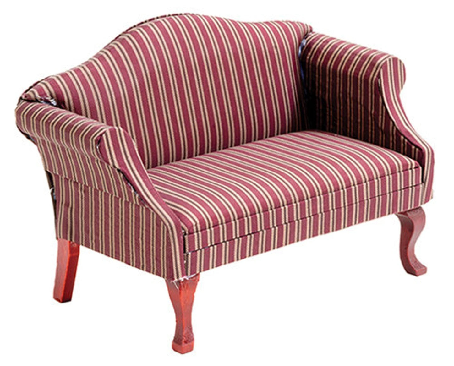 Dollhouse Miniature Mahogany Living Room Sofa OR Arm Chair | Miniature 1:12 Scale Furniture | Dollhouse Accessories | Miniature Fabric Sofa