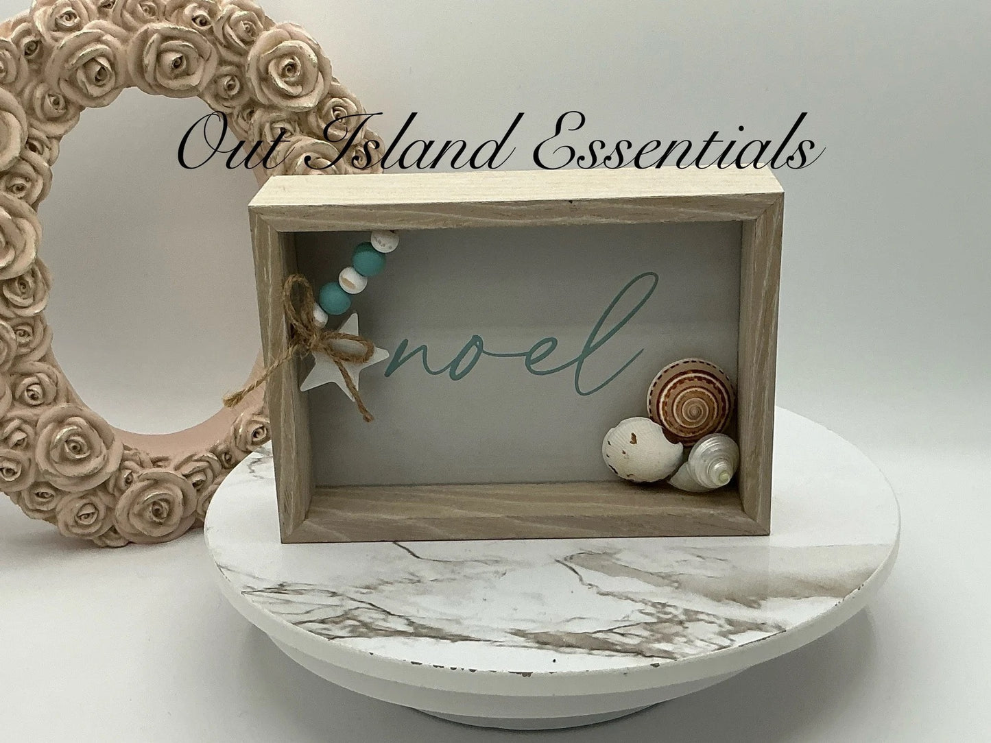 Noel Beach Sign | Coastal Christmas Tabletop Peace Sign | Table Top Coastal Christmas