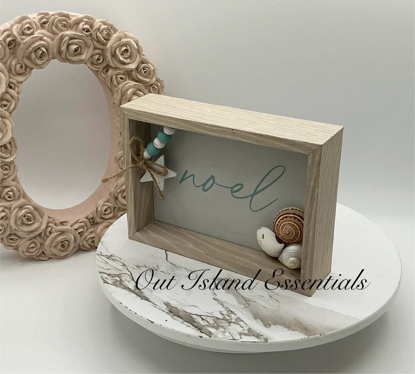 Noel Beach Sign | Coastal Christmas Tabletop Peace Sign | Table Top Coastal Christmas