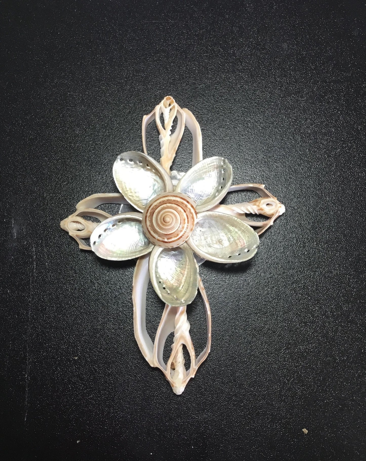Seashell Cross | Coastal Christmas Ornament | Seashell Crucifix I Beach Themed Crucifix