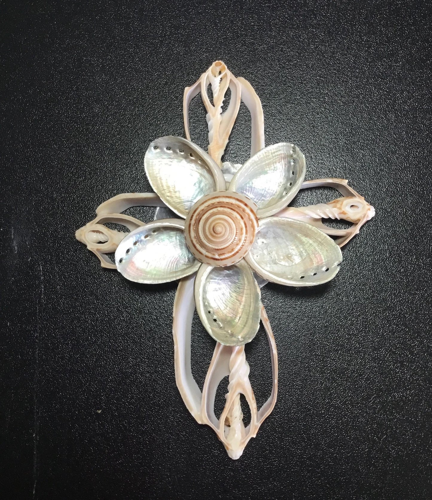 Seashell Cross | Coastal Christmas Ornament | Seashell Crucifix I Beach Themed Crucifix
