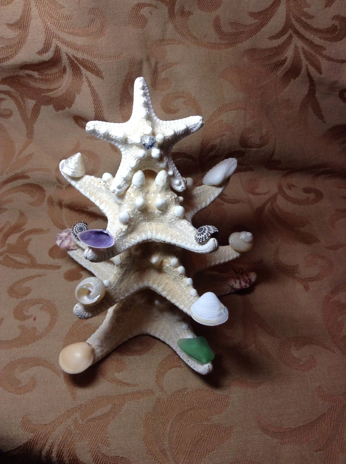 Starfish Christmas Table Top Tree Decoration, Seashell Starfish Christmas Tree, Starfish Beach Christmas Tree