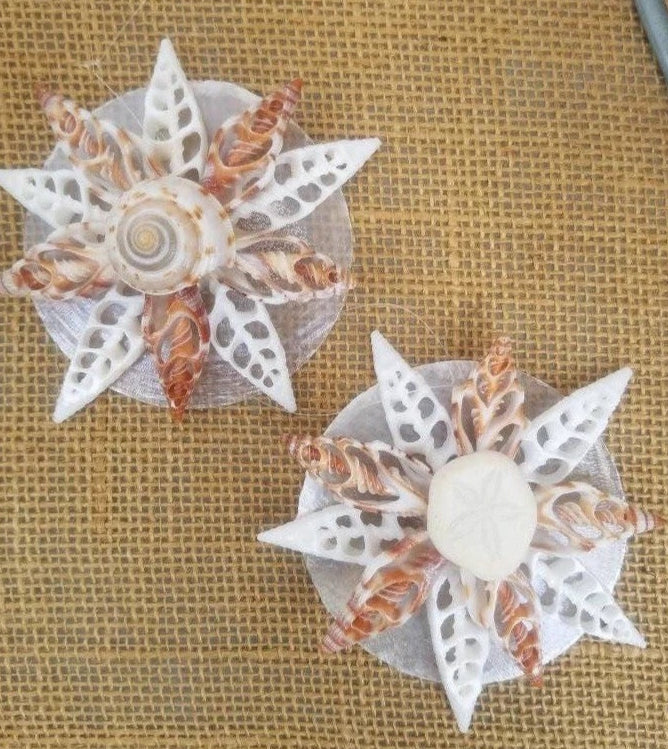 OOAK Seashell Snowflake Ornament, Seashell Christmas Snowflake Ornament, Coastal Christmas Shell Snowflake