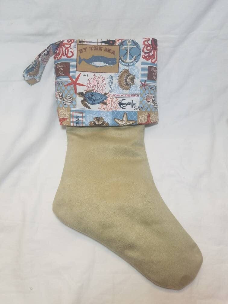 Sea Life Coastal Christmas Stocking, Coastal Themed Christmas Stockings