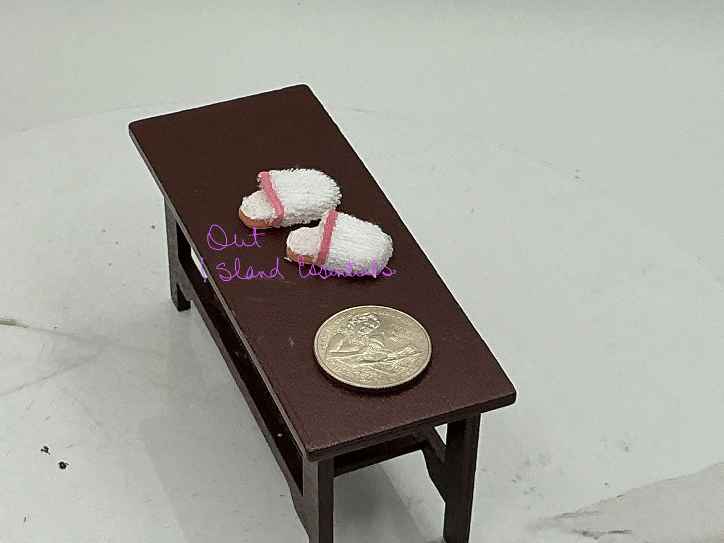 One Pair of Dollhouse Bedroom Slippers I Miniature Doll Shoes I Miniature Dollhouse Flip Flops I 1:12 Scale Dollhouse