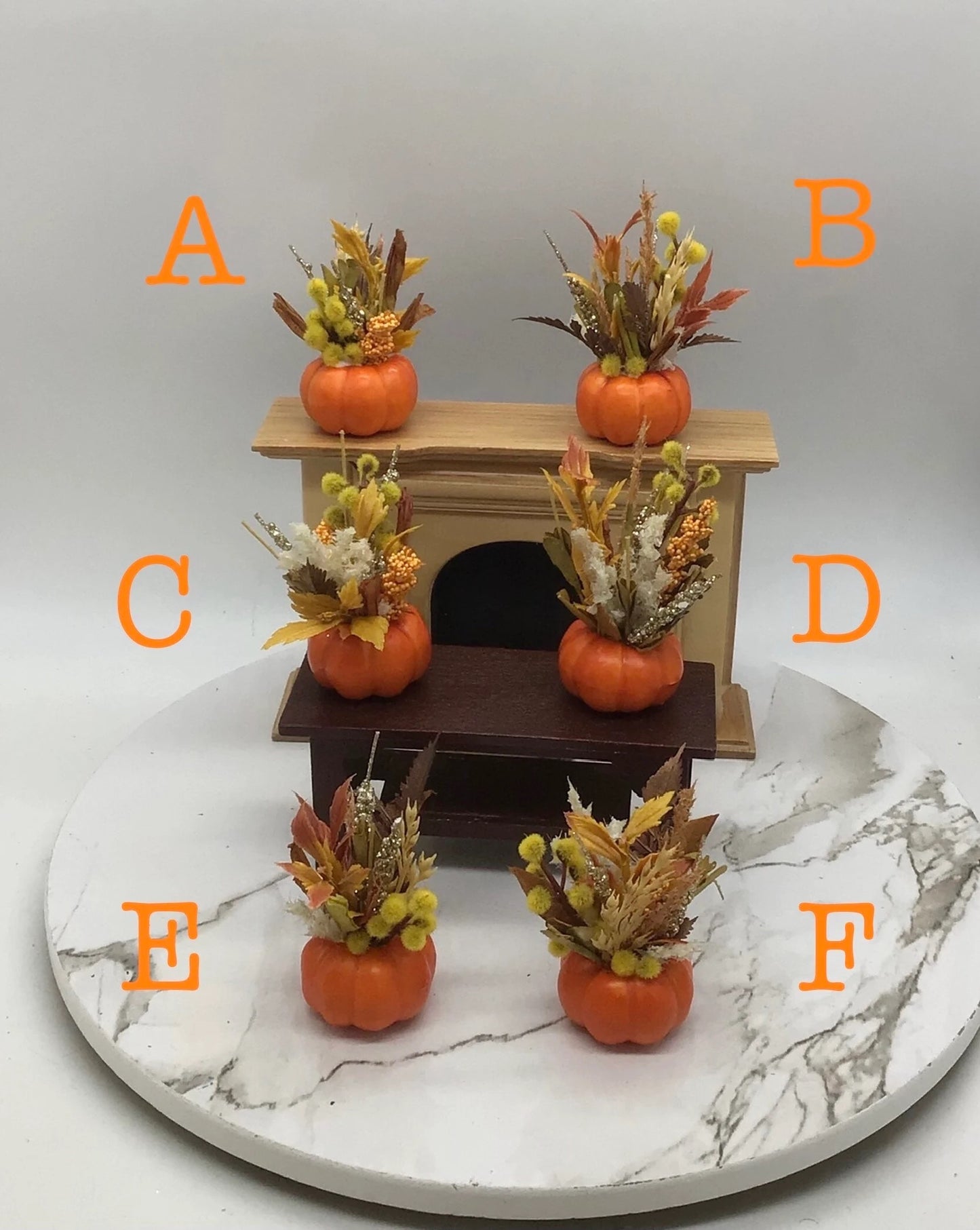 OOAK Miniature Pumpkin with Floral Arrangement I Miniature Fall Centerpiece I Miniature Dollhouse Fall Decor 1:12 Scale