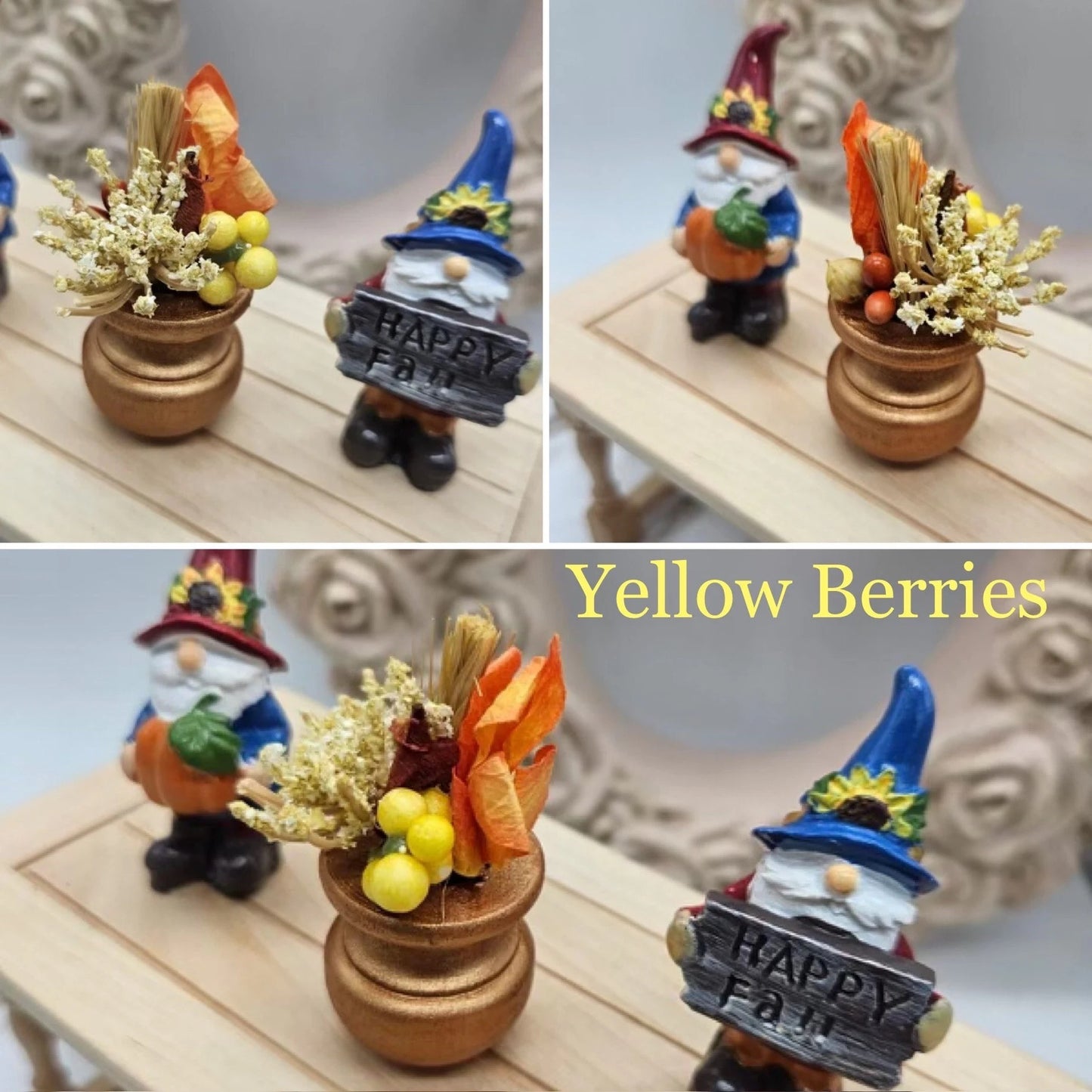 OOAK Miniature Pumpkin with Floral Arrangement I Miniature Fall Centerpiece I Miniature Dollhouse Fall Decor 1:12 Scale