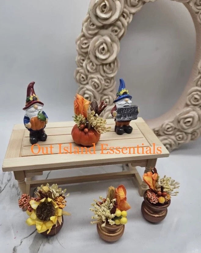 OOAK Miniature Pumpkin with Floral Arrangement I Miniature Fall Centerpiece I Miniature Dollhouse Fall Decor 1:12 Scale