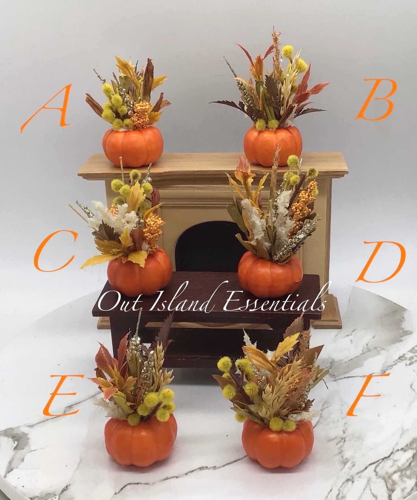 OOAK Miniature Pumpkin with Floral Arrangement I Miniature Fall Centerpiece I Miniature Dollhouse Fall Decor 1:12 Scale