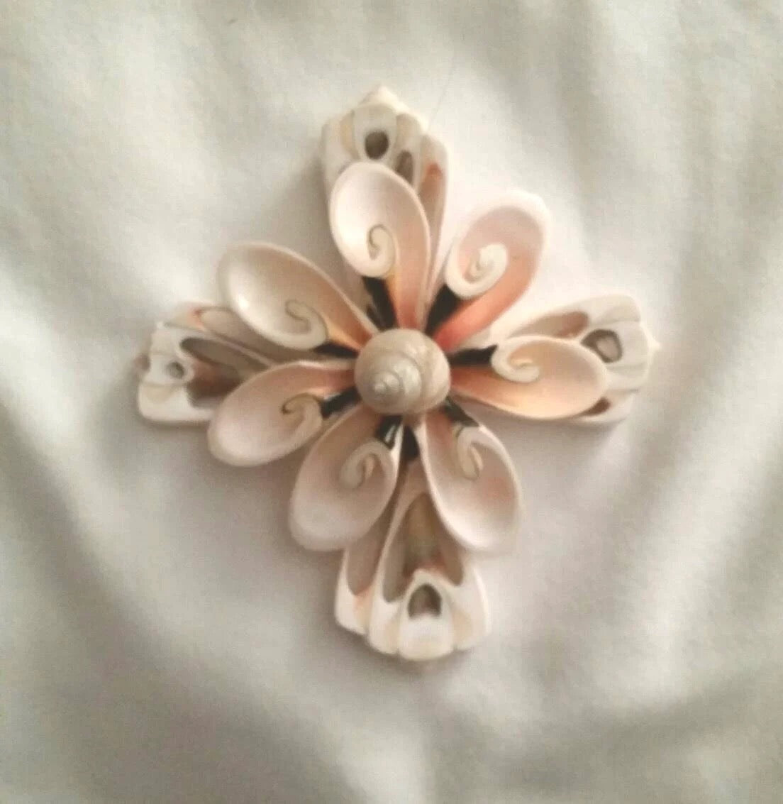 OOAK Seashell Cross Christmas Ornament, Costal Christmas Ornament, Beach Themed Crucifix