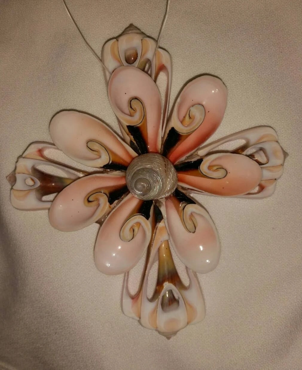 OOAK Seashell Cross Christmas Ornament, Costal Christmas Ornament, Beach Themed Crucifix