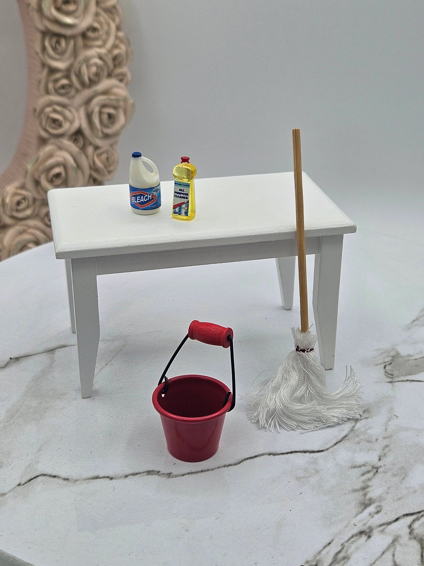 Miniature Mop I Dollhouse Miniature Mop I Miniature Red Cleaning Bucket I 1 12 Scale