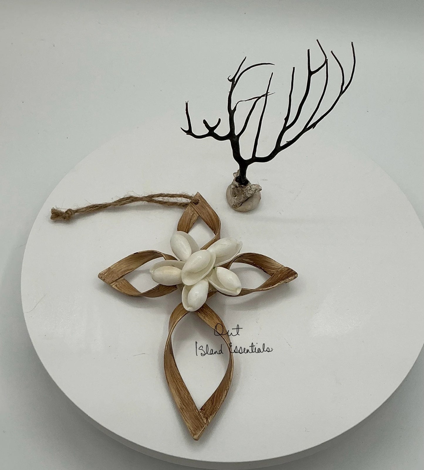 Seashell Cross Christmas Ornament I Costal Christmas Cross Ornament I Metal & Seashell Cross