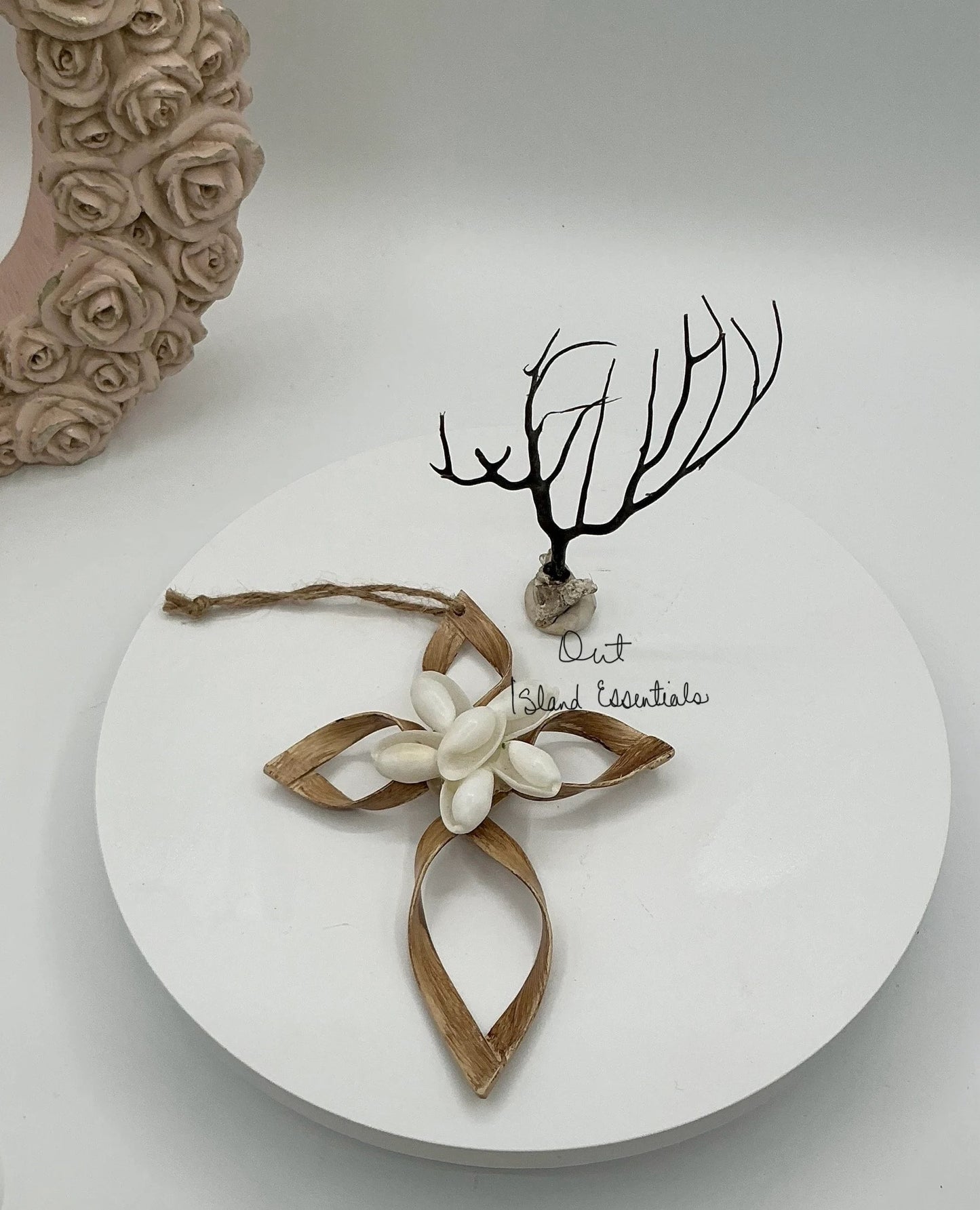 Seashell Cross Christmas Ornament I Costal Christmas Cross Ornament I Metal & Seashell Cross