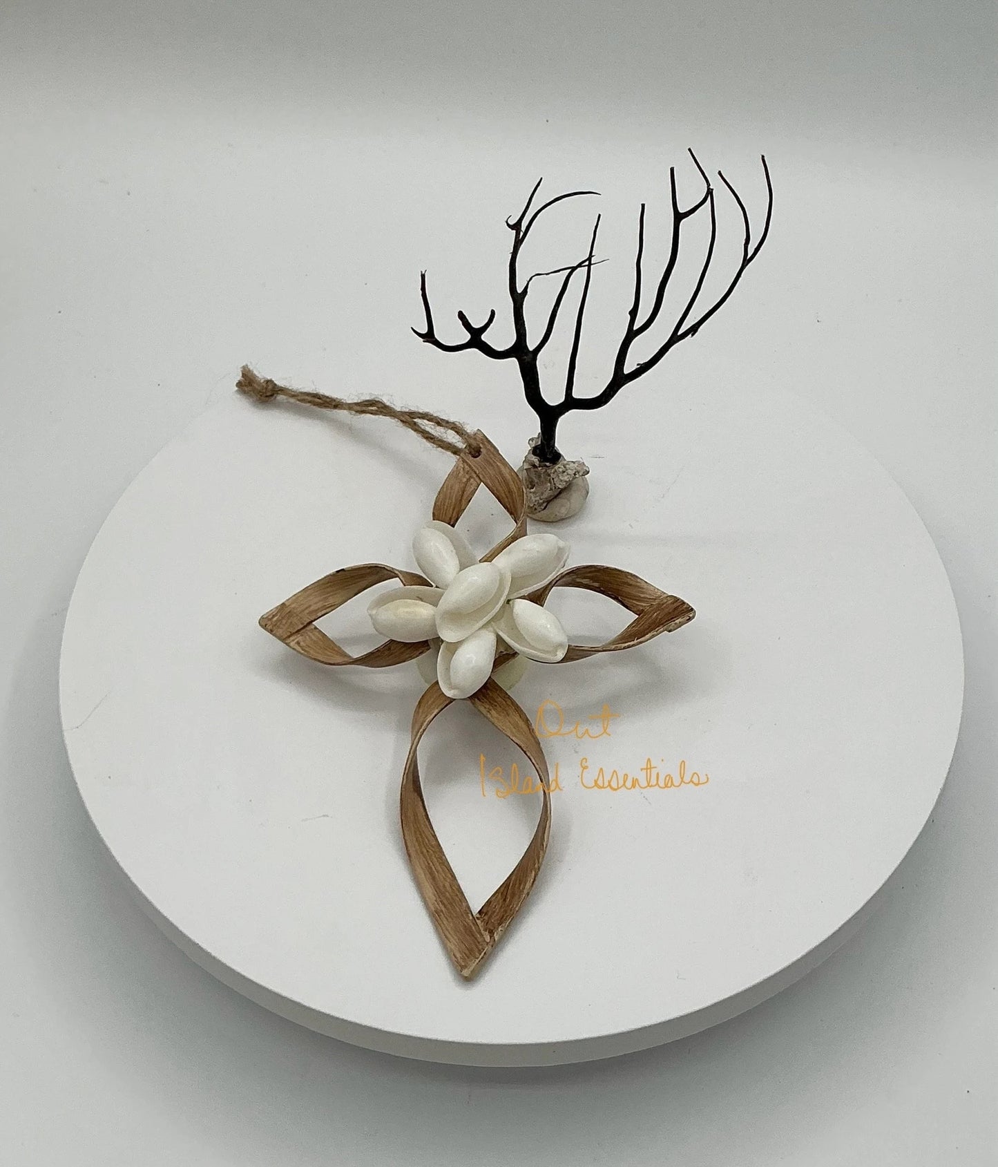 Seashell Cross Christmas Ornament I Costal Christmas Cross Ornament I Metal & Seashell Cross