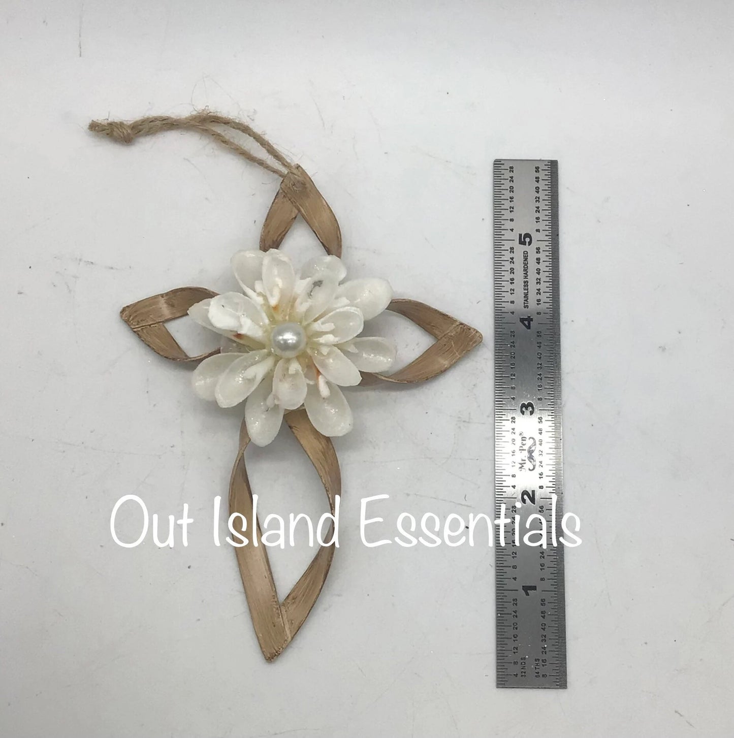 Seashell Cross Christmas Ornament I Costal Christmas Cross Ornament I Metal & Seashell Cross