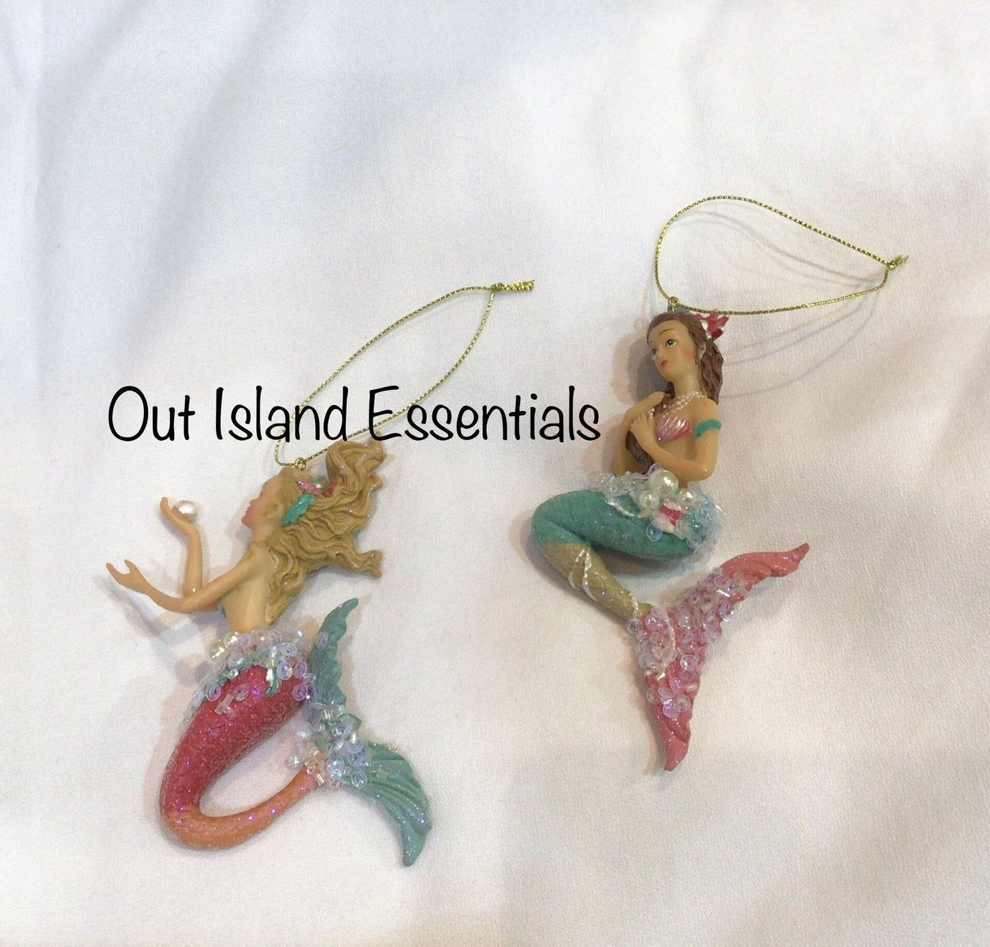 Coastal Mermaid Christmas Ornament I Glittered Mermaid Ornament Beach Ornaments