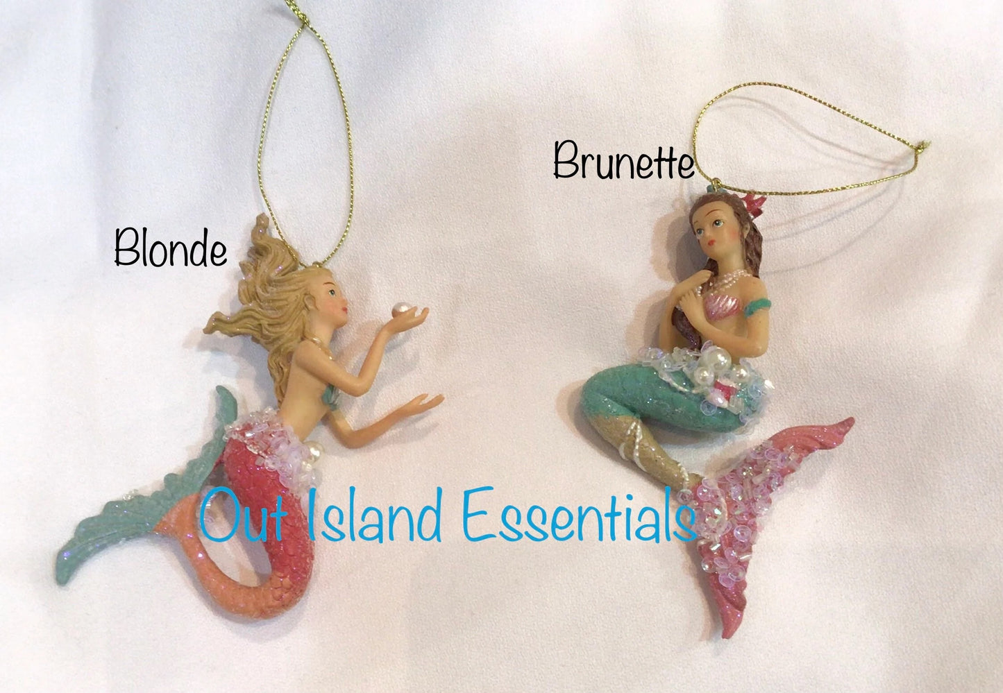 Coastal Mermaid Christmas Ornament I Glittered Mermaid Ornament Beach Ornaments