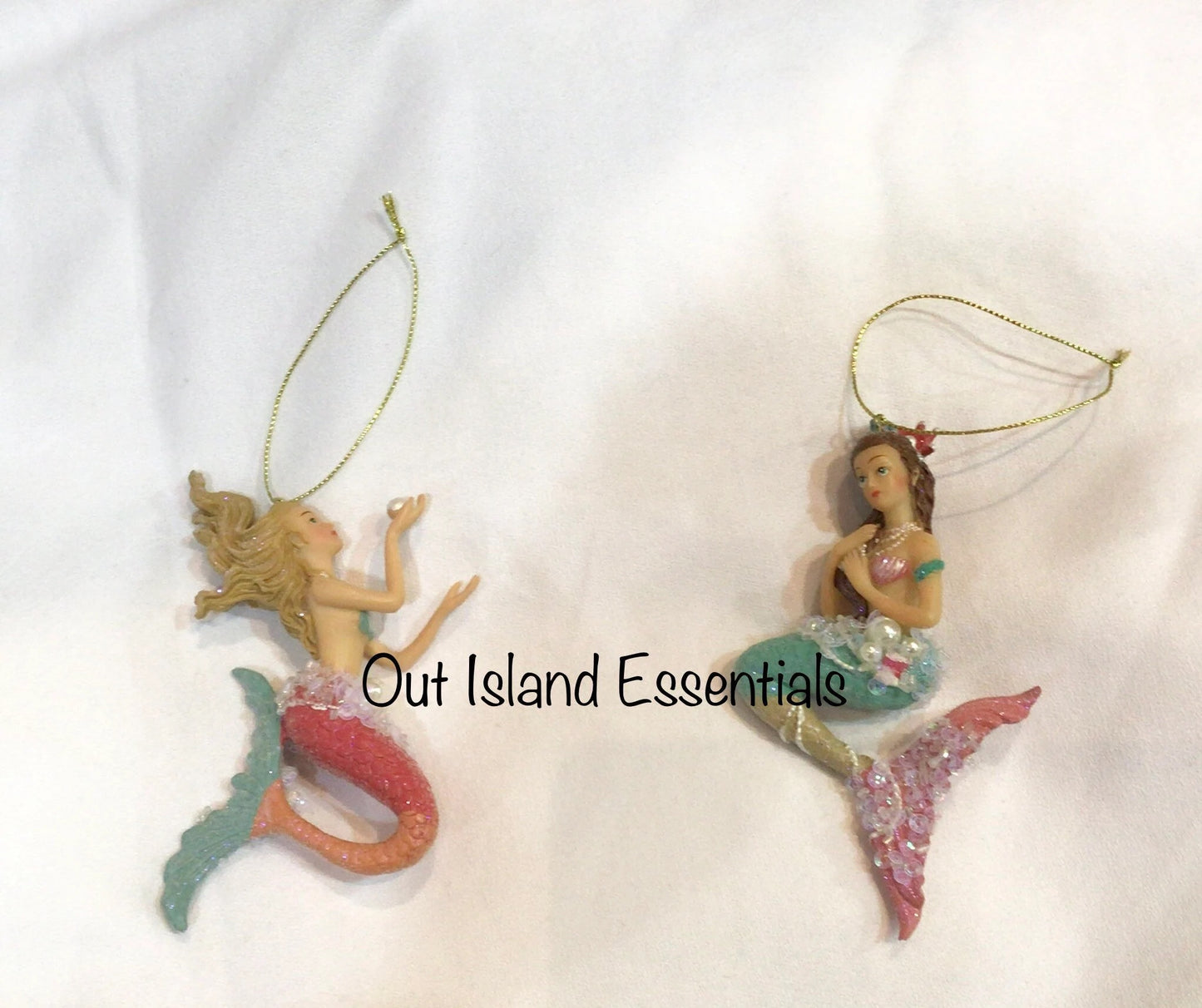 Coastal Mermaid Christmas Ornament I Glittered Mermaid Ornament Beach Ornaments