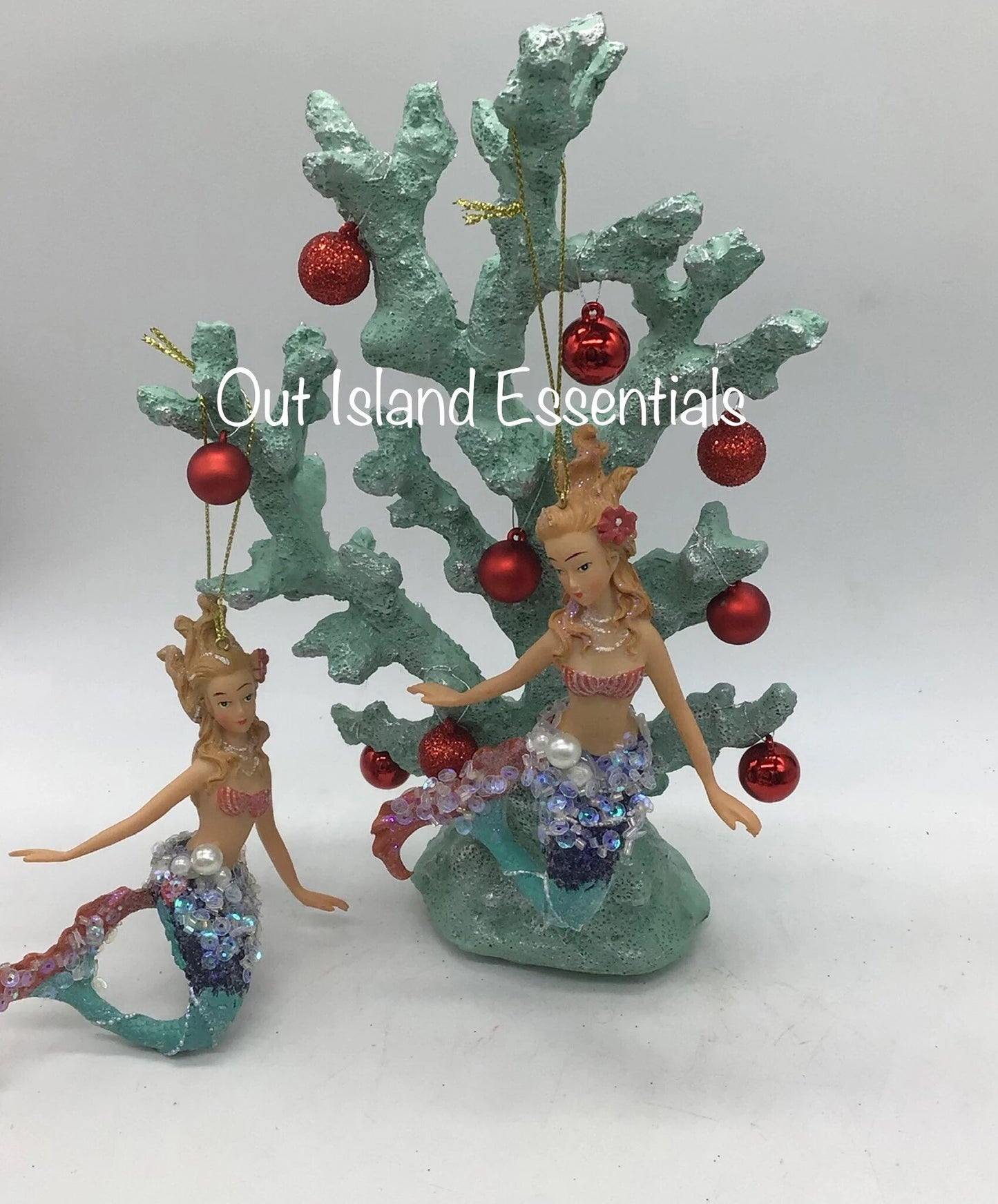 Coastal Mermaid Christmas Ornament I Glittered Mermaid Ornament Beach Ornaments