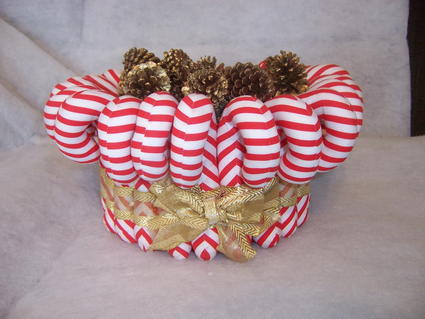 OOAK Candy Cane Christmas Baskets, Fabric Candy Cane Centerpiece Christmas Centerpiece, Unique Christmas Decoration