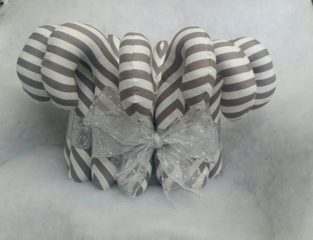 OOAK Candy Cane Christmas Baskets, Fabric Candy Cane Centerpiece Christmas Centerpiece, Unique Christmas Decoration