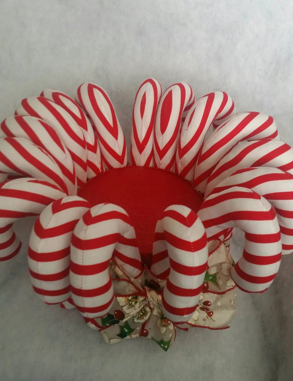 OOAK Candy Cane Christmas Baskets, Fabric Candy Cane Centerpiece Christmas Centerpiece, Unique Christmas Decoration
