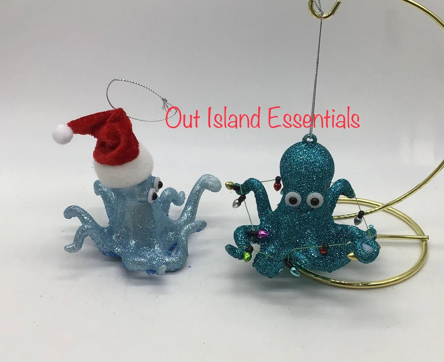 Octopus Ornament I Blue Or Pink Glitter Coastal Octopus Cute Octopus Ornaments