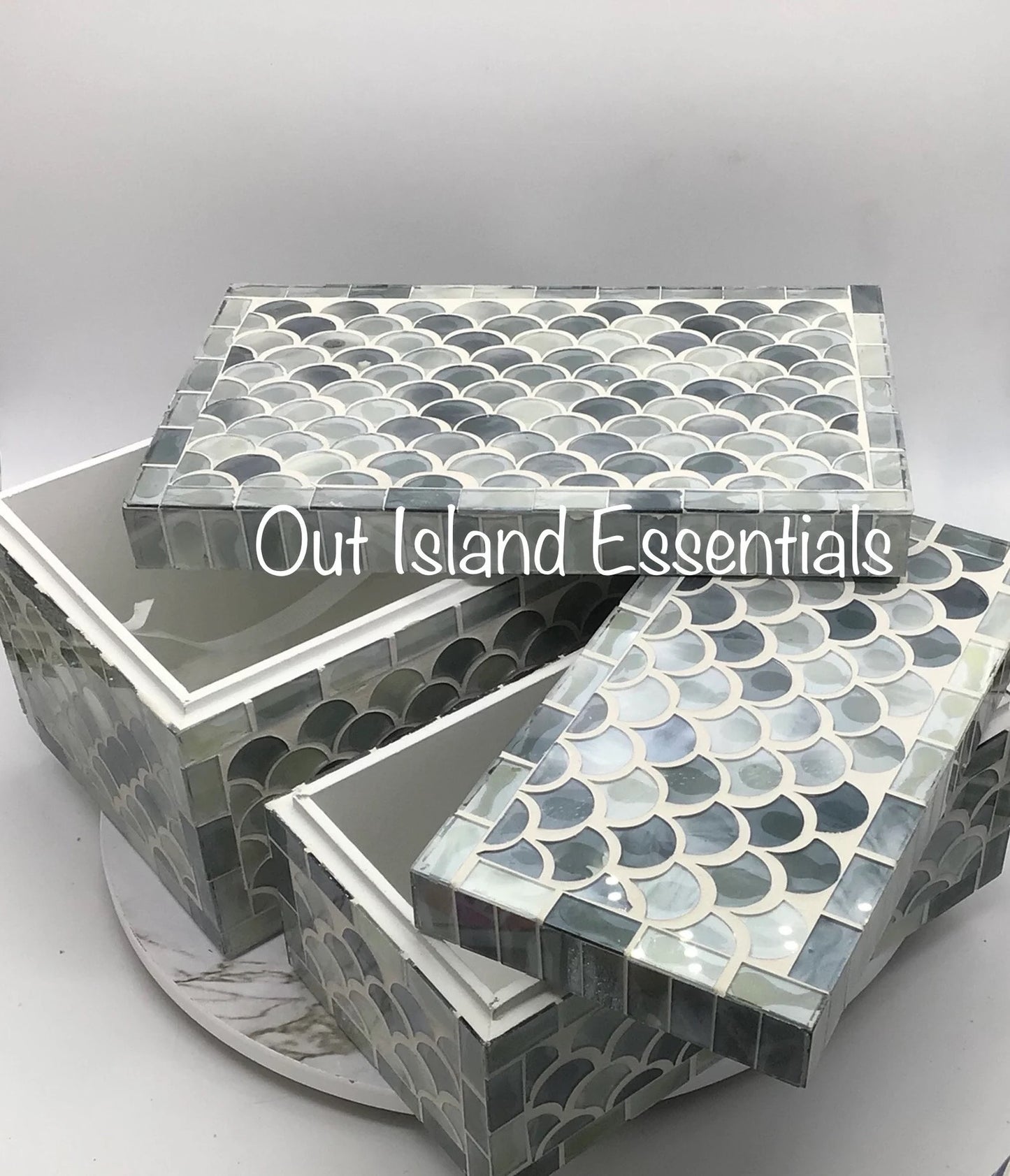 Glass Display Jewelry Box, Prayer Or Blessing Box Oyster Shell Box