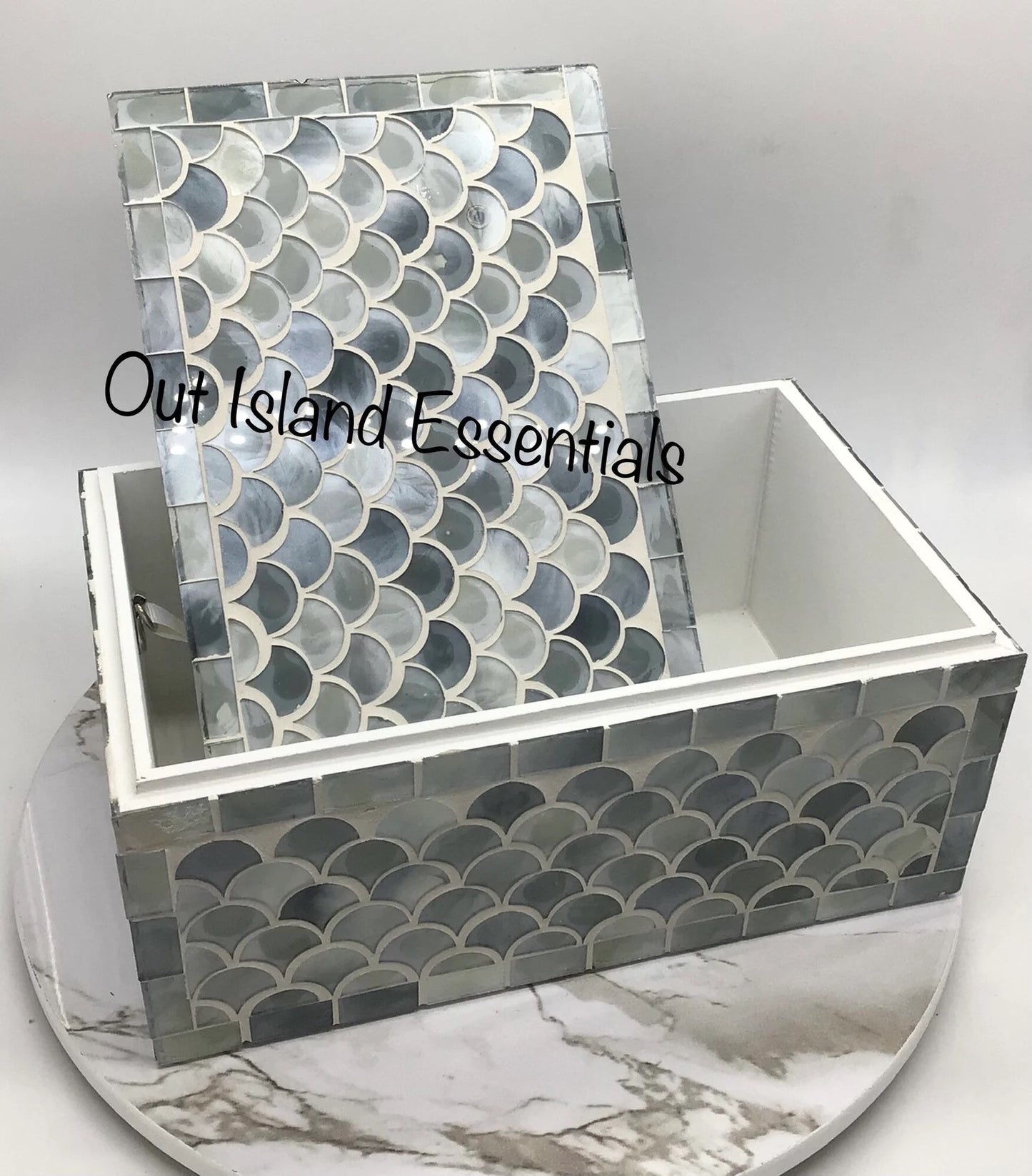 Glass Display Jewelry Box, Prayer Or Blessing Box Oyster Shell Box
