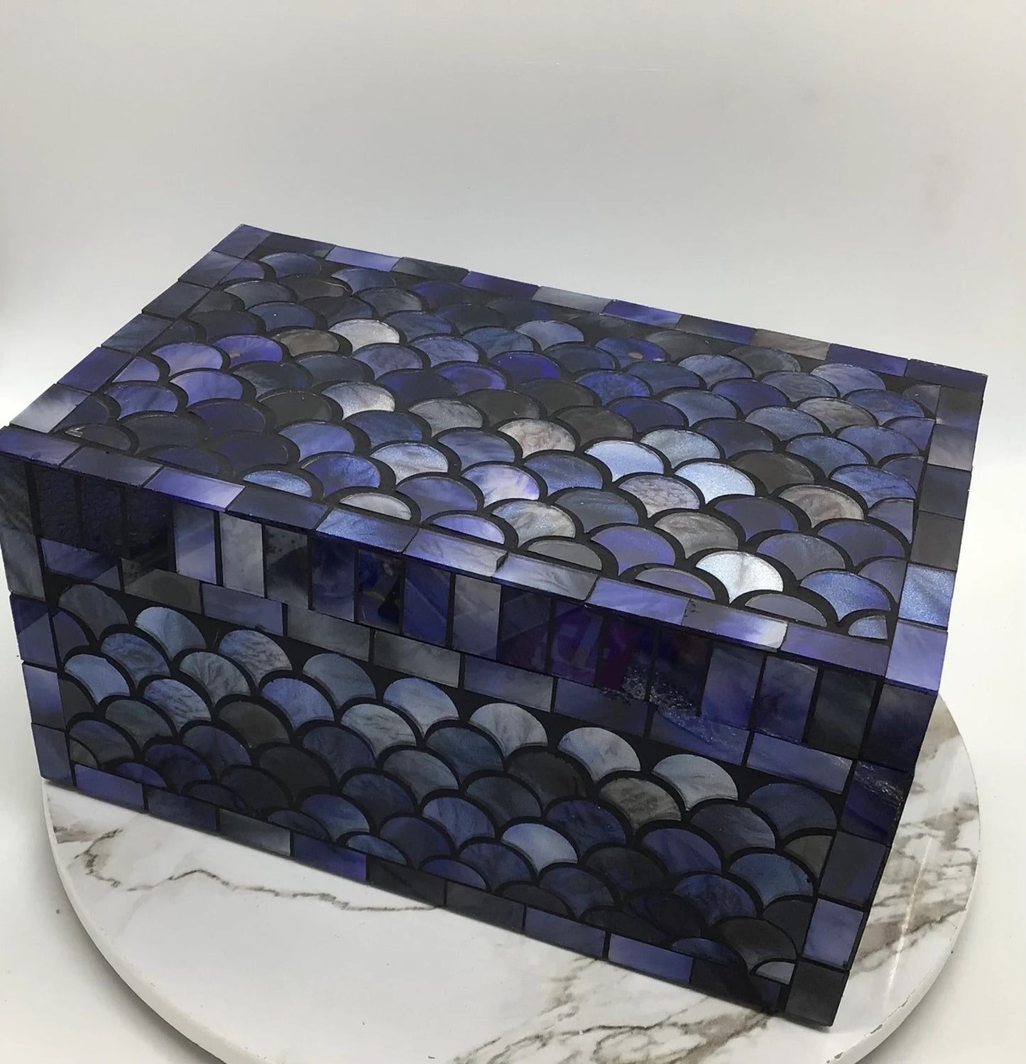 Glass Display Jewelry Box, Prayer Or Blessing Box Oyster Shell Box