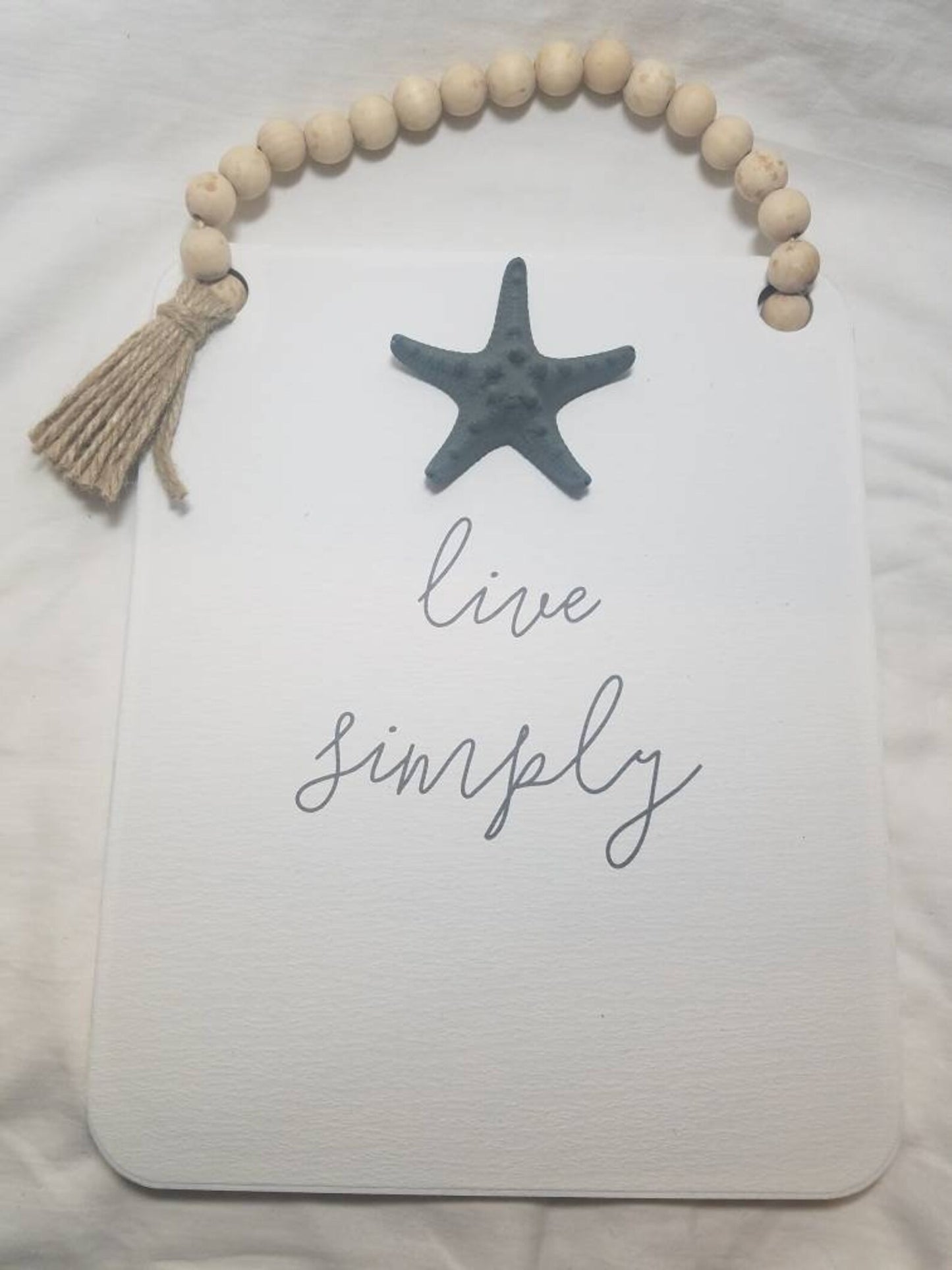 Live Simply Coastal Sign, Coastal Cottage Beach Sign, Starfish Sign