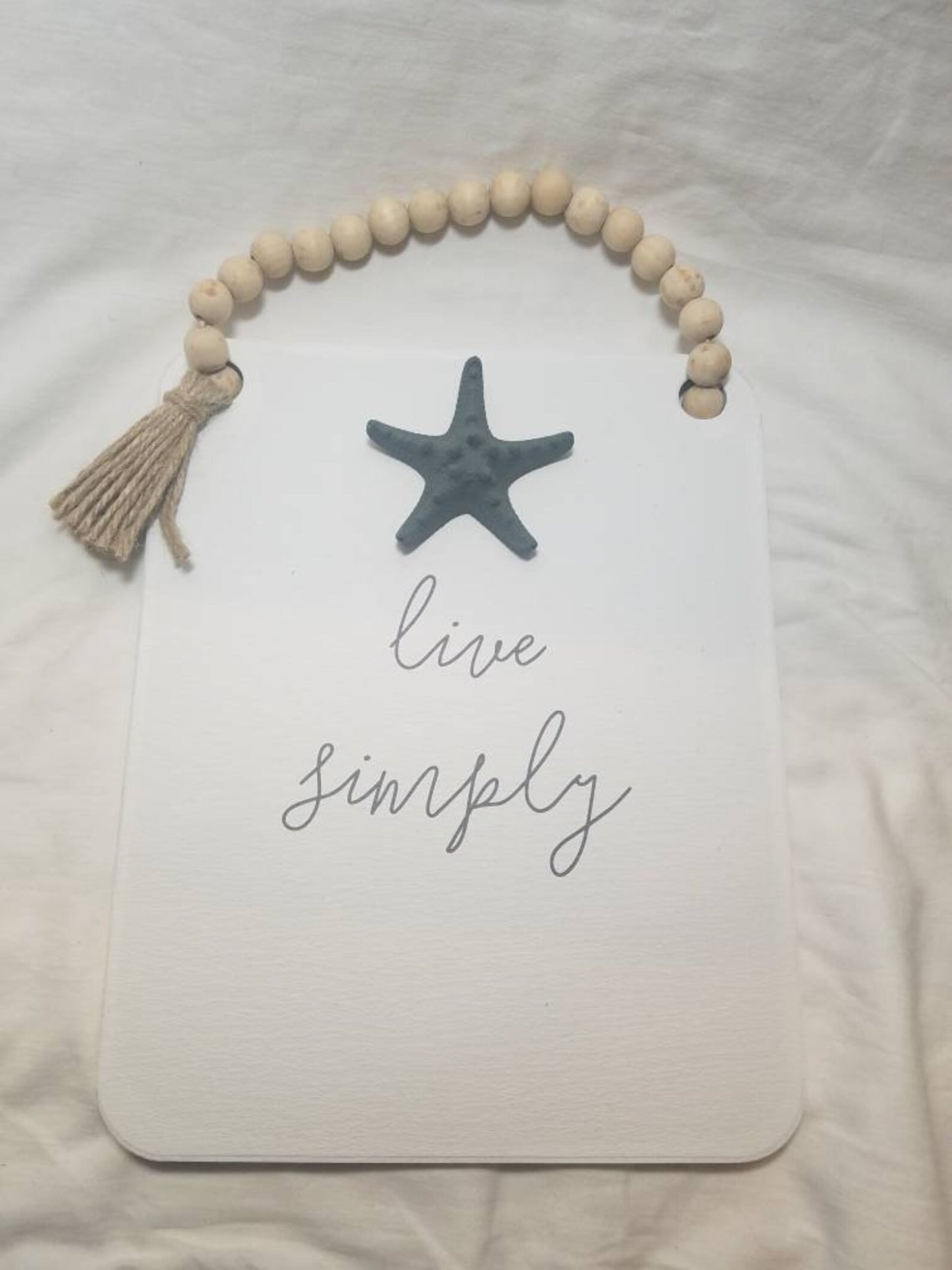Live Simply Coastal Sign, Coastal Cottage Beach Sign, Starfish Sign