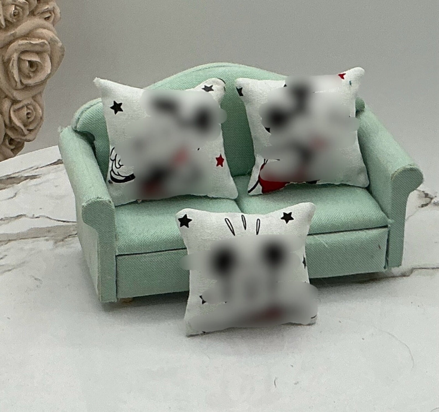 1 Pc. Dollhouse Miniature Famed Mouse Pillow | Handmade Mouse Pillows | Miniature 1:12 Scale Pillows | Dollhouse Accessories | OOAK Pillows
