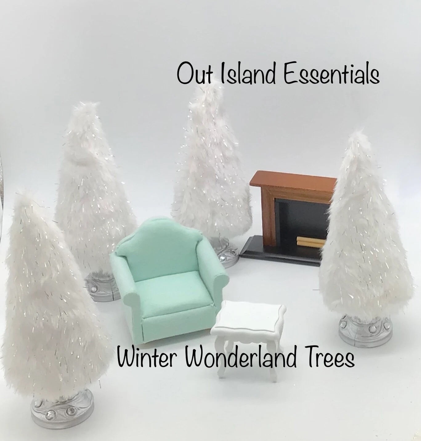 Mini Faux Fur Christmas Trees Snowy Frosted Fur Mini Fairy Garden Trees