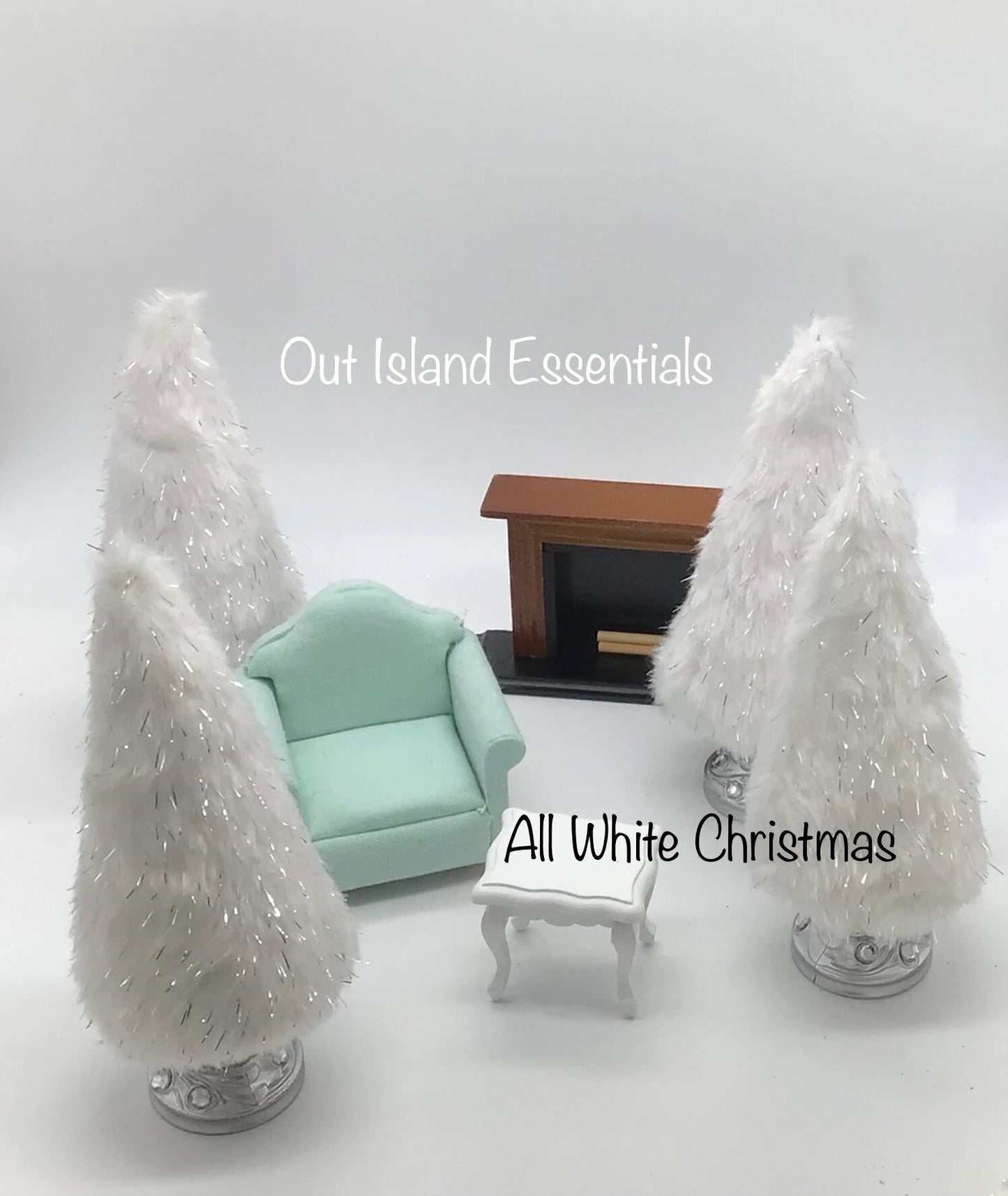 Mini Faux Fur Christmas Trees Snowy Frosted Fur Mini Fairy Garden Trees