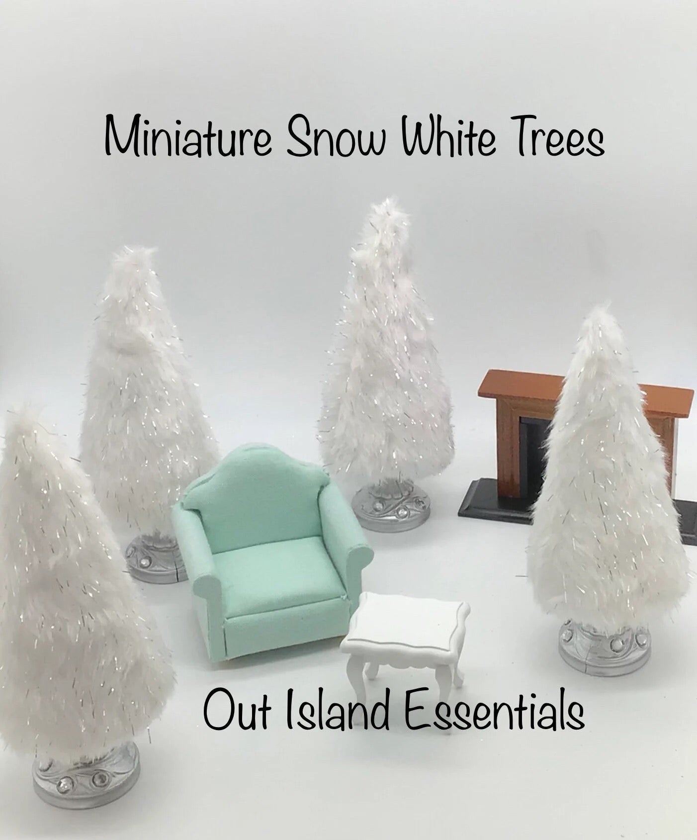 Mini Faux Fur Christmas Trees Snowy Frosted Fur Mini Fairy Garden Trees