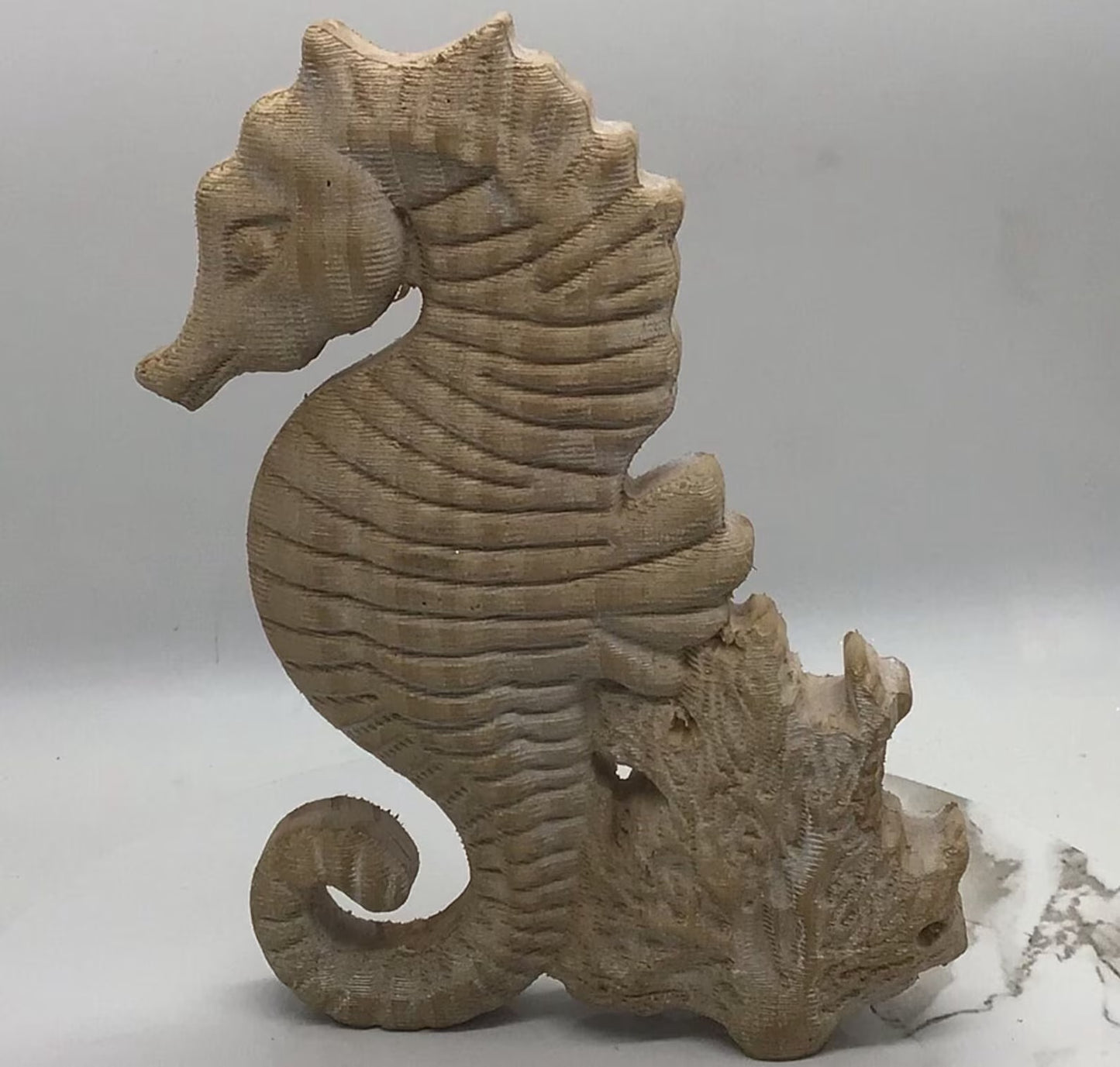 Wooden Coastal Seahorse Statue Coastal Statue Decor