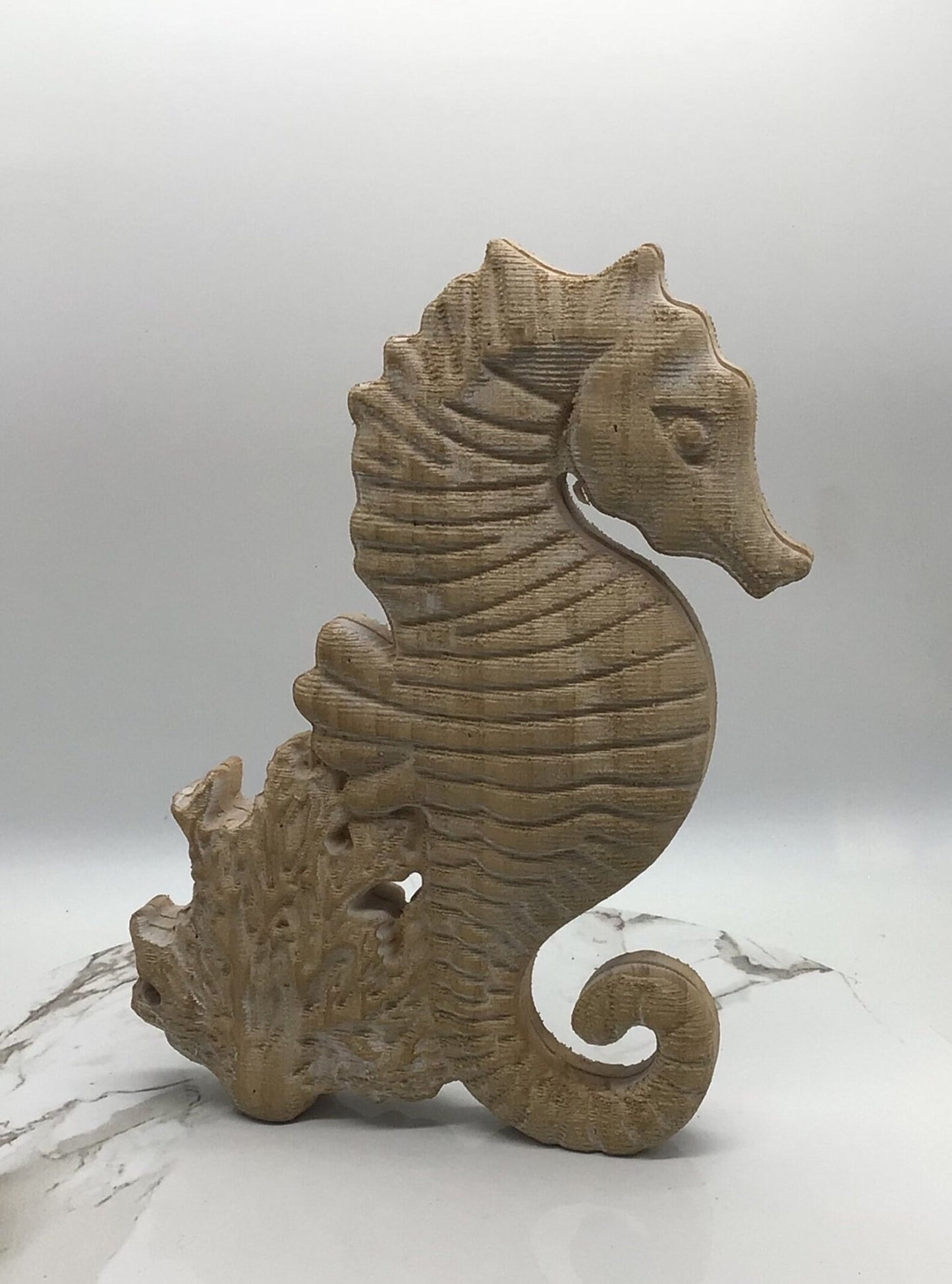 Wooden Coastal Seahorse Statue Coastal Statue Decor