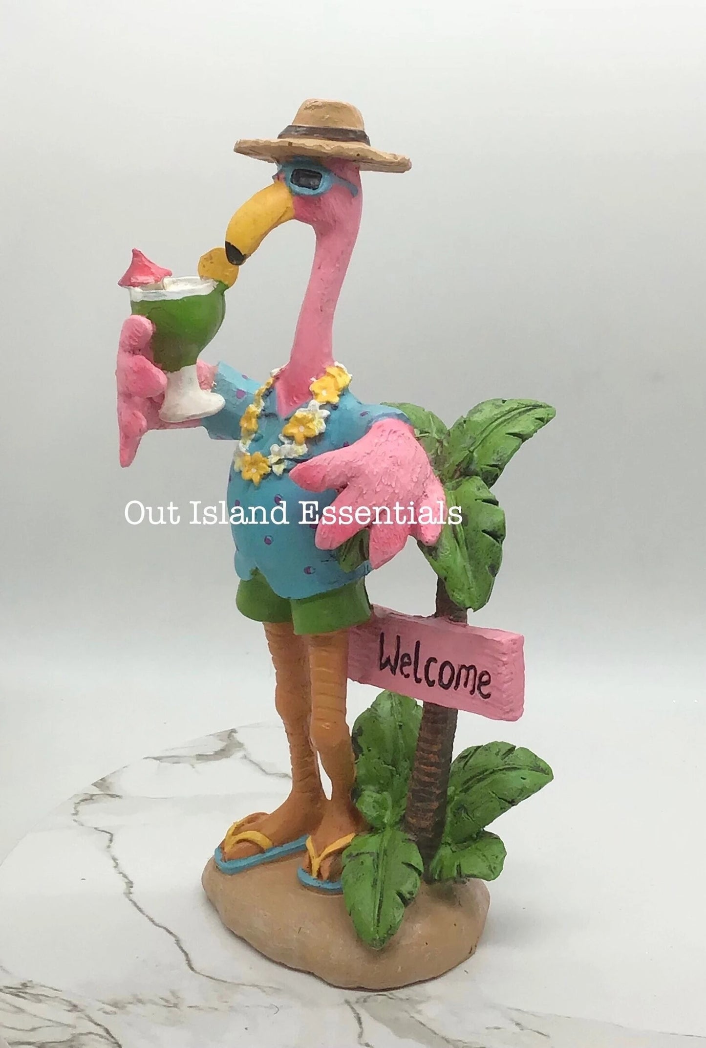 Welcome Flamingo Statue I Cocktail Flamingo I Funny Flamingo Statue I Beach Flamingo I Tipsy Flamingo Table Decor