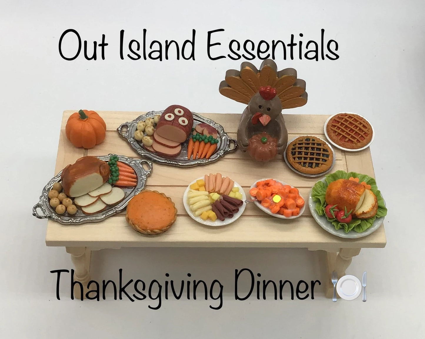 Happy Miniature Thanksgiving Dinner I Dollhouse Miniature Thanksgiving Food I Mini Thanksgiving Decor I Miniature 1:12 Scale Thanksgiving