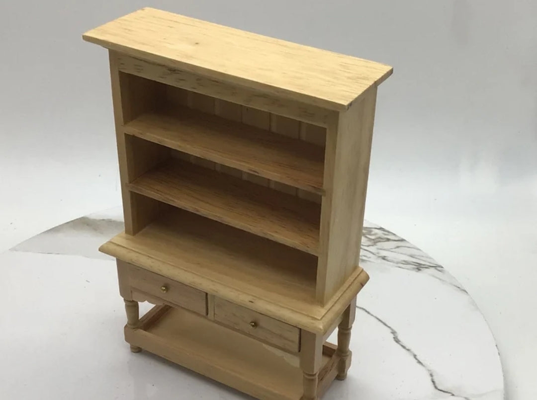 Miniature Oak Hutch I Dollhouse Miniature Hutch I Miniature 1:12 Scale Furniture