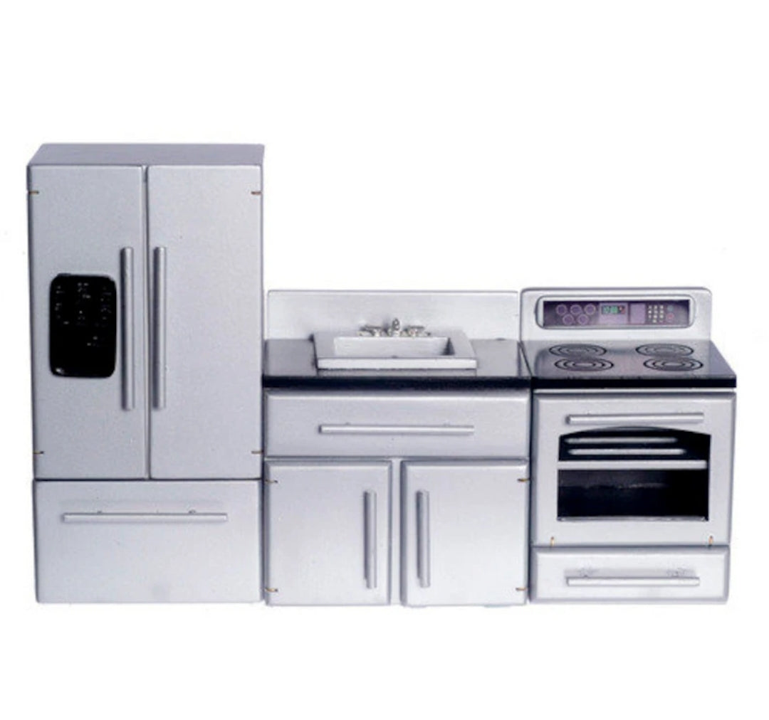 3pc Miniature Stainless Steel Kitchen Appliances I Dollhouse Miniature Kitchen I Kitchen Essentials I Miniature 1:12 Scale Kitchen